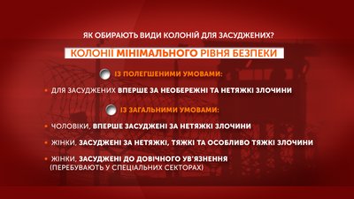 Графіка: як обирають види колоній для засуджених Графіка: як обирають види колоній для засуджених