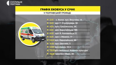 У січні 2023-го року екобус у Полтаві працюватиме за понад 20 адресами У січні 2023-го року екобус у Полтаві працюватиме за понад 20 адресами