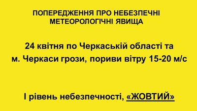 На Черкащині прогнозують дощі, грози та штормовий вітер