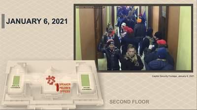 Слухання про імпічмент Трампа: демократи показали нове відео штурму Капітолію Слухання про імпічмент Трампа: демократи показали нове відео штурму Капітолію