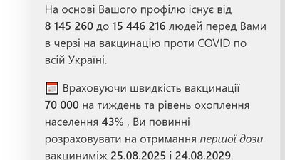 "Перед Вами 8 мільйонів": українці створили калькулятор черги на вакцину "Перед Вами 8 мільйонів": українці створили калькулятор черги на вакцину