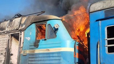 Пошкоджений потяг у Запорізькій області внаслідок удару БпЛА РФ, 19 липня 2026 року
