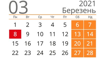 Вихідні у березні 2021: скільки українці відпочиватимуть Вихідні у березні 2021: скільки українці відпочиватимуть