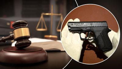 Пістолет, зброя, суд, кримінал, хабар, мисливський магазин, долари