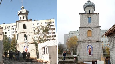Служби проводять просто неба: як відновлюють після російського обстрілу храм у Запоріжжі Служби проводять просто неба: як відновлюють після російського обстрілу храм у Запоріжжі