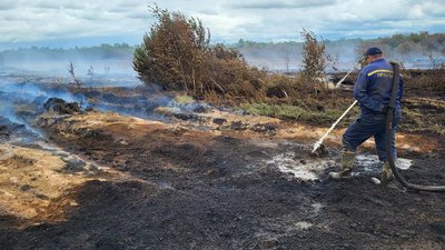 Рятувальники ліквідовують займання на торфовищі на Волині, липень 2026 року