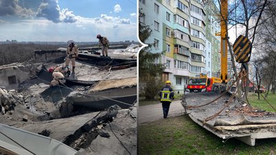 Демонтаж плити на пошкодженому будинку