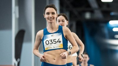 Людмила Оляновська, українська ходунка на чемпіонаті України-2025 в приміщенні.
