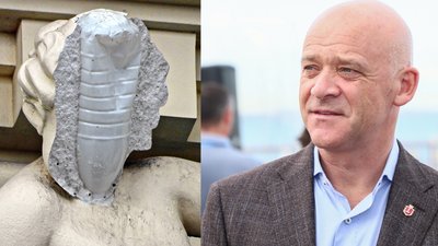 "Є питання". Труханов прокоментував зруйновану скульптуру з пляшкою всередині