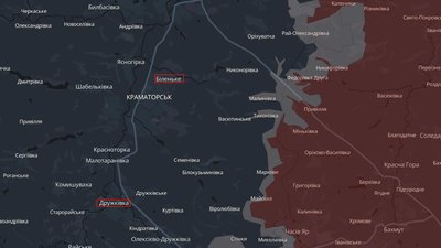 Селище Біленьке та місто Дружківка Донецької області на мапі DeepState 4 серпня 2026 року