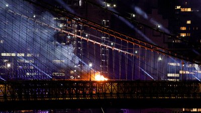 США, Бруклінський міст, Нью-Йорк, феєрверк, День незалежності США
