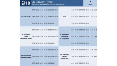 Графік руху автобуса №18 на 7 січня Графік руху автобуса №18 на 7 січня