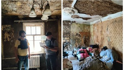 Затоплення змило штукатурку в херсонському будинку, оголивши стелю, підбиту очеретом Затоплення змило штукатурку в херсонському будинку, оголивши стелю, підбиту очеретом