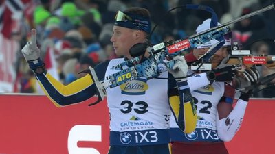Геннінг Сьоквіст, шведський біатлоніст у гонці переслідування Кубка світу 2025/26