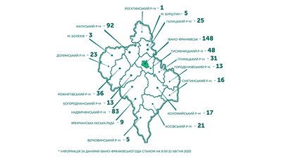 COVID-19 на Прикарпатті: георграфія хворих у районах