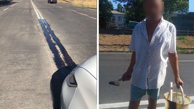 Кропивничанин замалював дорожню розмітку напроти в`їзду у свій двір