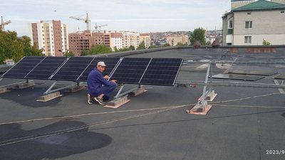 Монтаж сонячної електростанції, жовтень 2023. Фото: Суспільне Хмельницький.