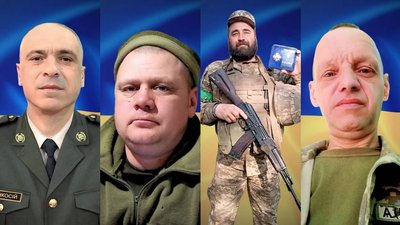 Полеглі військові Гречкосій, Калим, Шешуряк та Давидян, з якими прощаються на Буковині