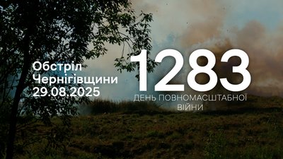 Обстріли прикордоння Чернігівщини: росіяни атакували десять сіл 29 серпня 2025 року