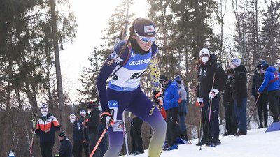 Біатлоністка збірної України Юлія Городна на етапі Кубка світу в Отепяе 2022 року.