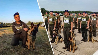 Кропивницький гвардієць-кінолог зі своєю вівчаркою готуються до параду на День Незалежності