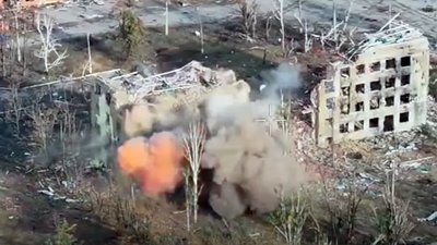100 бригада, Костянтинівський напрямок на Донеччині, удар дрона по будівлі з окупантами