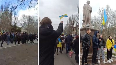 Протести проти окупації в Мелітополі, які стрімила Надія Дребот Протести проти окупації в Мелітополі, які стрімила Надія Дребот