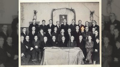 Сергій Горячко (виділений на світлині), Варшава, 1934 рік Сергій Горячко (виділений на світлині), Варшава, 1934 рік