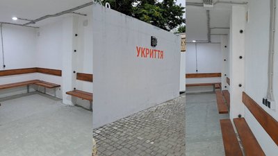 Мобільне укриття на зупинці міського електротранспорту в Одесі