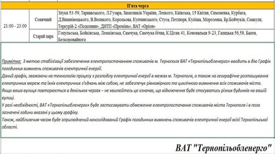У Тернополі оприлюднили графік відключень електроенергії: що відомо У Тернополі оприлюднили графік відключень електроенергії: що відомо