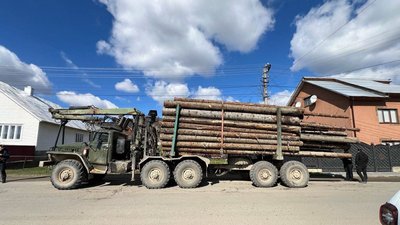 На Закарпатті поліцейські вилучили вантажівку з нелегальною деревиною