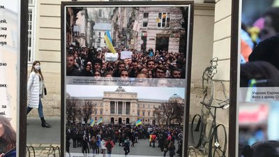 У Львові відкрили виставку про початок Євромайдану У Львові відкрили виставку про початок Євромайдану