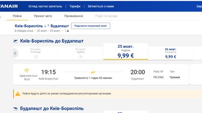 Ryanair продає авіаквитки до Будапешта від 10 євро
