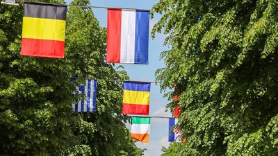 У День Європи у Житомирі на Михайлівській — світлини та прапори країн, які допомагають місту У День Європи у Житомирі на Михайлівській — світлини та прапори країн, які допомагають місту