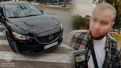 Нетверезий водій на «Мазді» у Чернігові, рівень алкоголю в крові якого вище норми у 17 раз