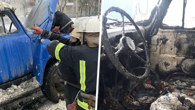 У Харкові на проспекті спалахнула вантажівка — водій врятувався
