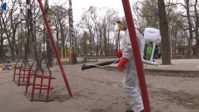 У райцентрі на Черкащині дезінфікують місця загального користування У райцентрі на Черкащині дезінфікують місця загального користування