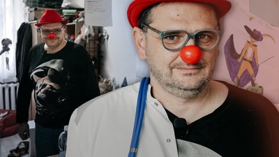 Дитячий хірург Микола Поліщук, який перевтілюється у лікарняного клоуна
