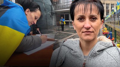 Олена Кузіна з Сахновщини, чоловік якої зник безвісти під Бахмутом
