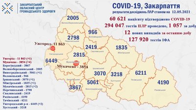 На Закарпатті за добу виявили 12 нових випадків COVID-19 На Закарпатті за добу виявили 12 нових випадків COVID-19