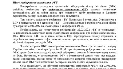 Текст звернення Федерації боксу України до Мінмолодіспорту Текст звернення Федерації боксу України до Мінмолодіспорту
