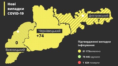 На Буковині за добу коронавірус виявили у 81 людини: географія поширення На Буковині за добу коронавірус виявили у 81 людини: географія поширення