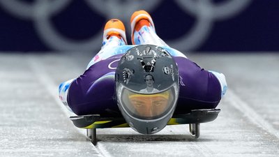 Владислав Гераскевич на тренувальному заїзді Олімпіади-2026 перед дискваліфікацією