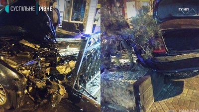У центрі Рівного легковик розніс огорожу та потрощив студію квітів У центрі Рівного легковик розніс огорожу та потрощив студію квітів