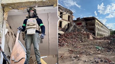 Військовий передав знайдену під завалами на Донеччині бандуру до ліцею у Рівному