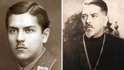 Степан Скрипник формі хорунжого (зліва);
Архієпископ Мстислав Скриник (зправа) Степан Скрипник формі хорунжого (зліва);
Архієпископ Мстислав Скриник (зправа)