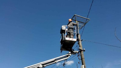 Домівки для лелек: енергетики встановлюють спеціальні платформи для гнізд Домівки для лелек: енергетики встановлюють спеціальні платформи для гнізд