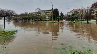 В Ужгороді підтопило вулицю Грущевського. Рух транспорту обмежили