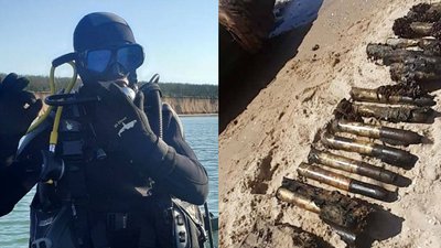 На курорті Одещини знайшли судно часів Другої світової та десятки снарядів