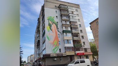 На Житомирщині на стіні будинку намалювали мурал з 20-метровою Мавкою На Житомирщині на стіні будинку намалювали мурал з 20-метровою Мавкою